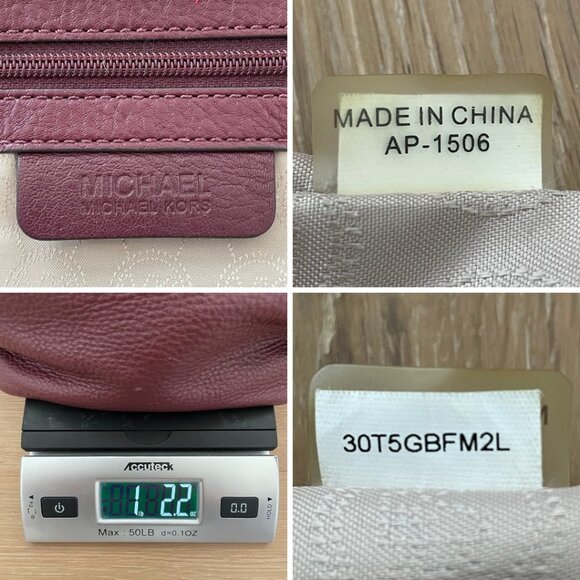 Michael Kors Purse Burgundy Maroon Red Oxblood Leather Pebbled 30T5GBFM2L Red - Picture 16 of 16